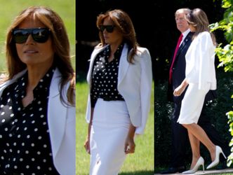 Melania odwiedza chore dzieci w kostiumie od Michaela Korsa