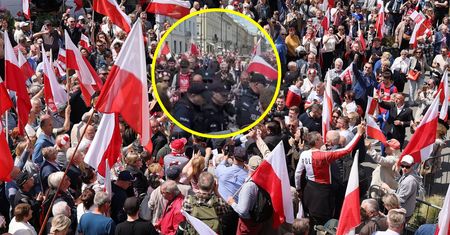 Scena na marszu Nawrockiego. Policja wyniosła mężczyznę