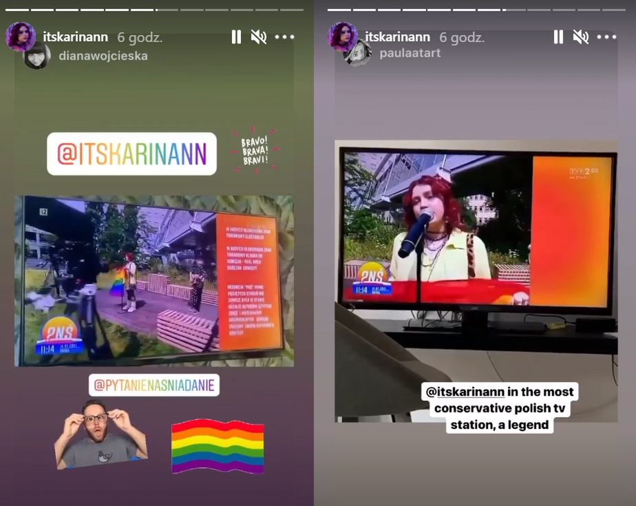 Karin Ann z tęczową flagą w "Pytaniu na Śniadanie" 
