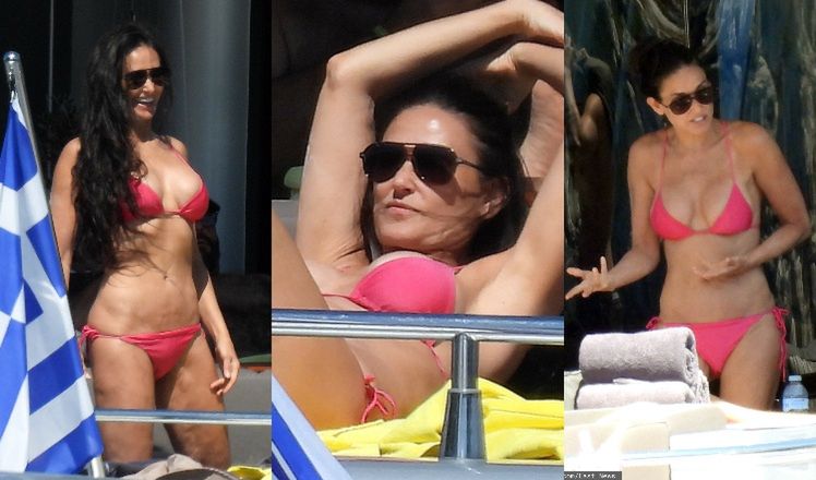 Prawie 60-letnia Demi Moore wyleguje się na jachcie w Grecji