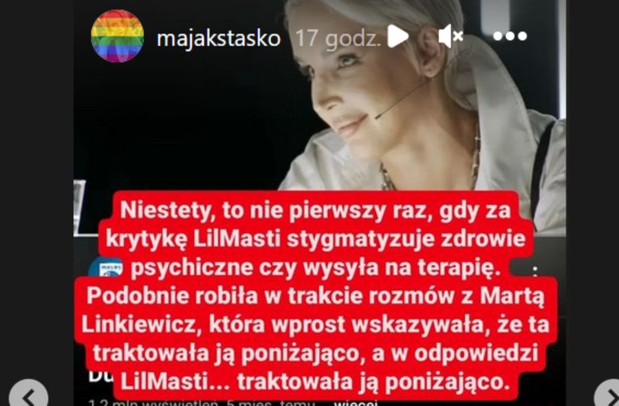 Maja Staśko odpowiadająca na zarzuty Lil Masti