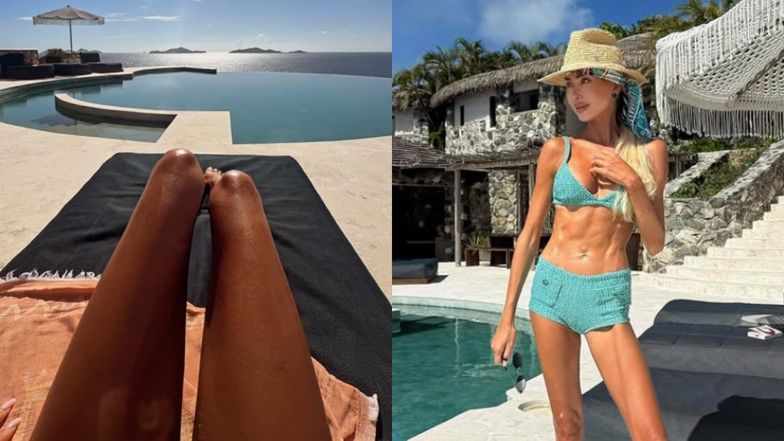 Julia Dybowska skierowała aparat w telefonie na swe długie nogi