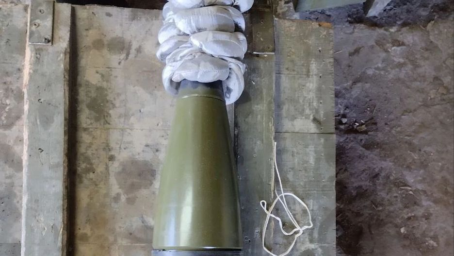 Pocisk moździerzowy kal. 120 mm z Birmy/Mjanmy wykorzystywany przez Rosjan.
