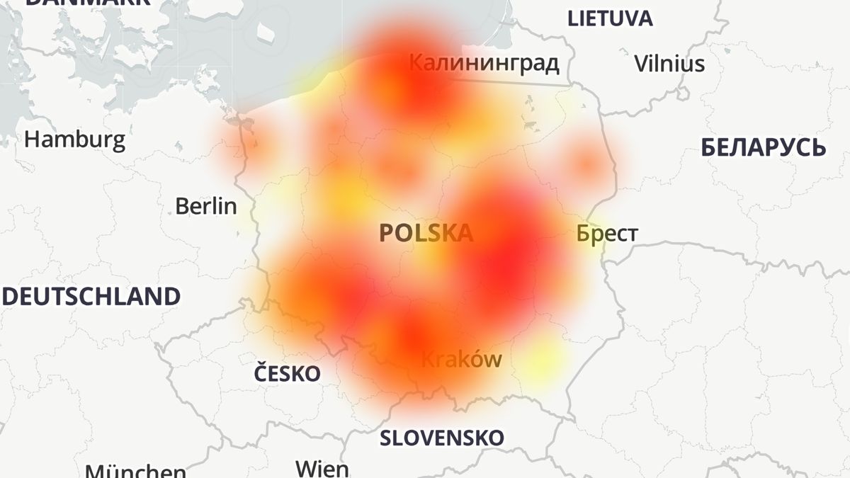 Vectra zmaga się z awarią, źródło: downdetector