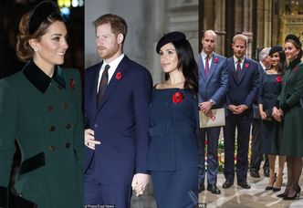 Meghan Markle z odsłoniętym obojczykiem i ksieżna Kate w "starym" płaszczu zadają szyku w opactwie westminsterskim (ZDJĘCIA)
