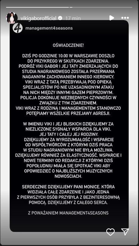 Viki Gabor wydała oświadczenie 