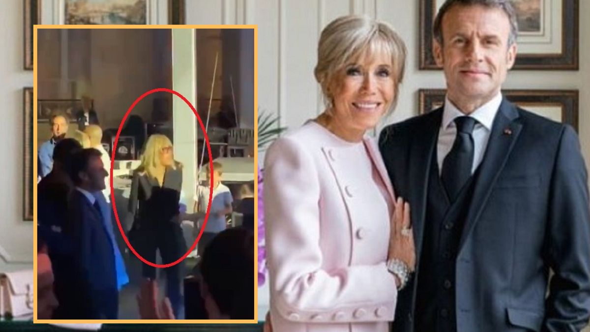 Żona Emmanuela Macrona szalała na parkiecie. Prezydent stał obok. 