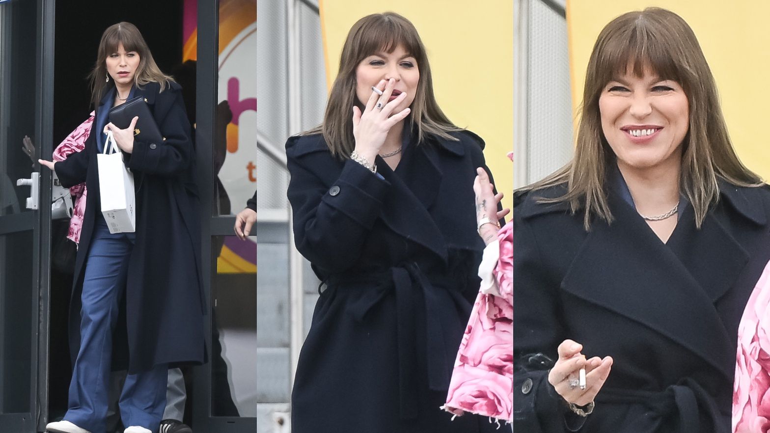 Odmieniona Katarzyna Bonda raczy się dymkiem przed studiem Polsatu (ZDJĘCIA)