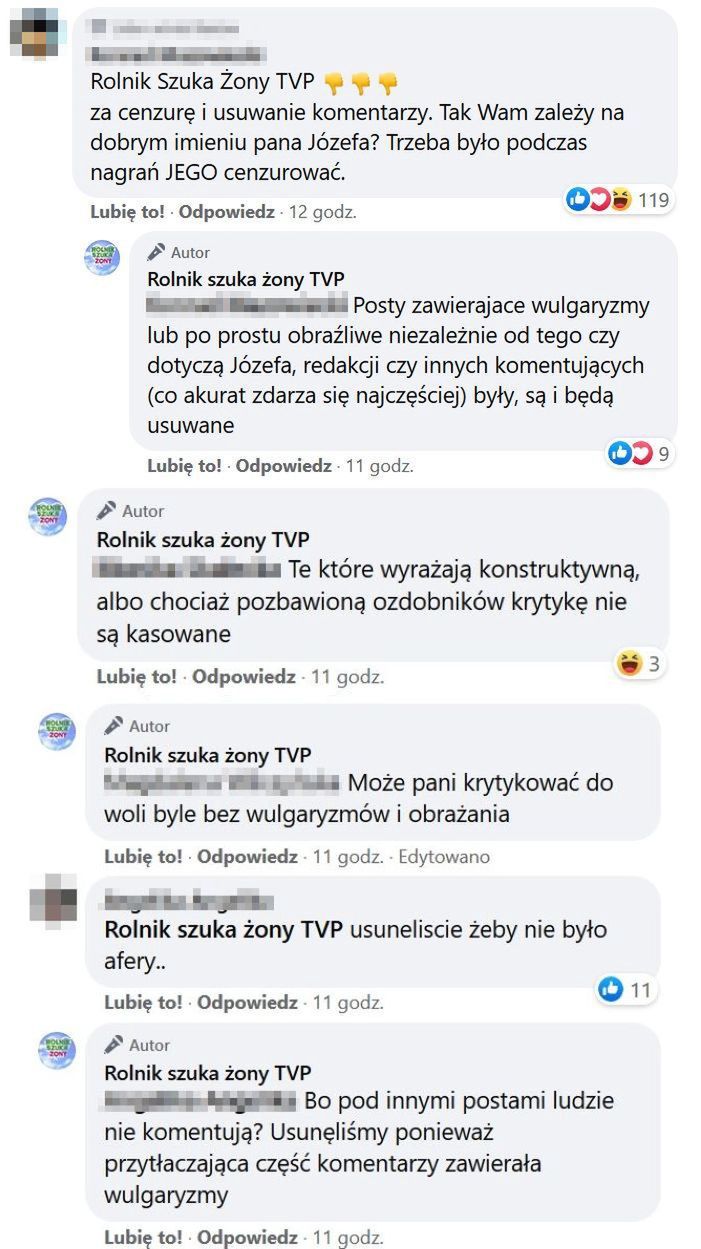 Odpowiedź TVP ws. krytycznych komentarzy na profilu "Rolnik szuka żony"
