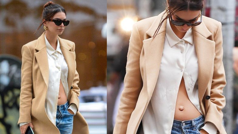 Emily Ratajkowski spaceruje po Nowym Jorku eksponując brzuszek
