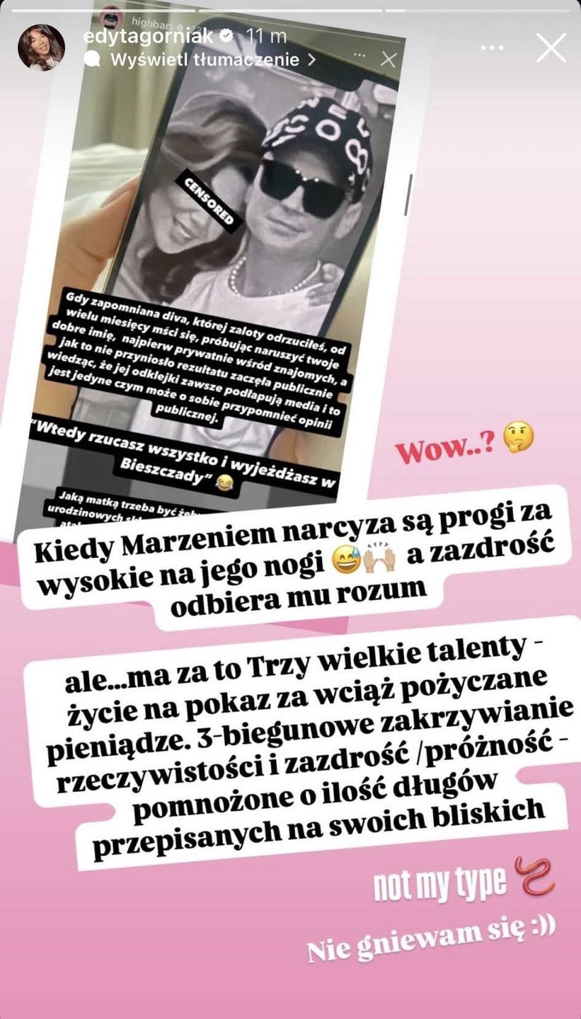 Edyta Górniak odpowiada Bartowi Pniewskiemu 