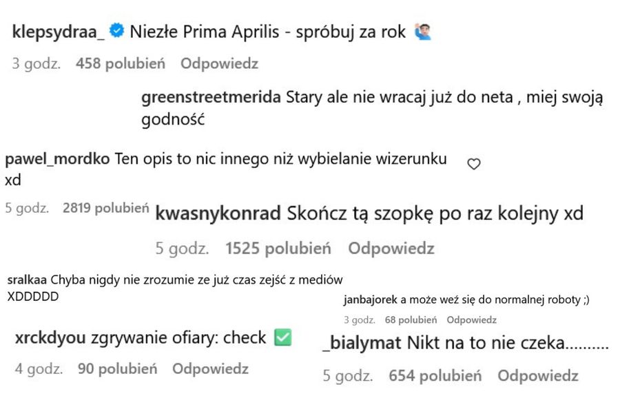 Komentarze pod postem Marcina Dubiela