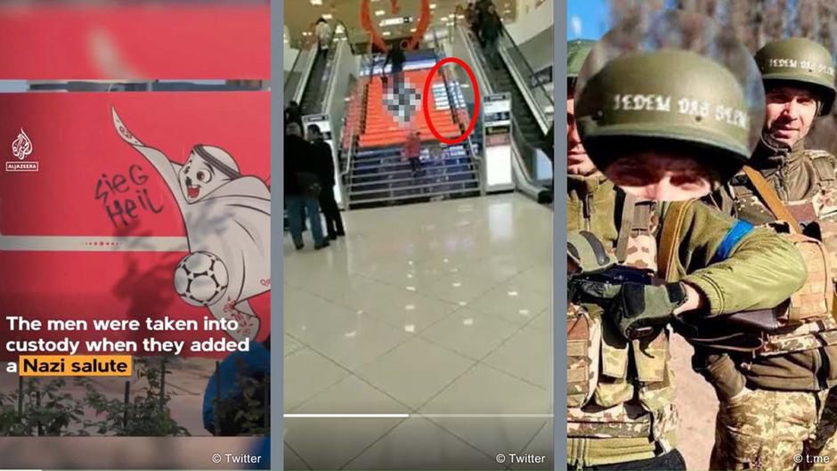 Nazistowskie symbole i hasła na mundialu, w ukraińskim centrum handlowym i na hełmach żołnierzy. To prawda czy fałsz?
