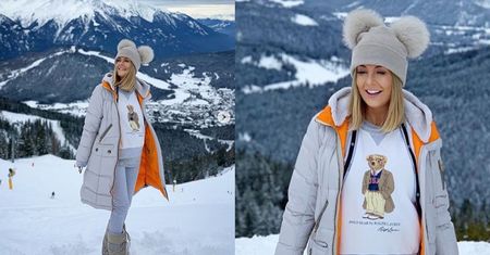 Ciężarna Małgorzata Rozenek pozuje w rozpiętej kurtce na austriackim stoku: "Gorąco mi strasznie i bardzo sapię"