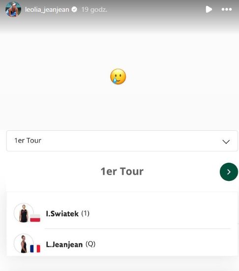 Na zdjęciu: reakcja Leolii Jeanjean na mecz z Igą Świątek