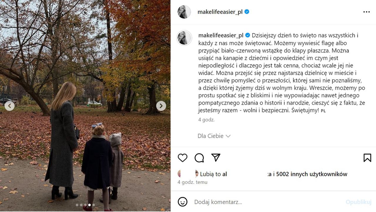 Wpis Katarzyny Tusk na Instagramie