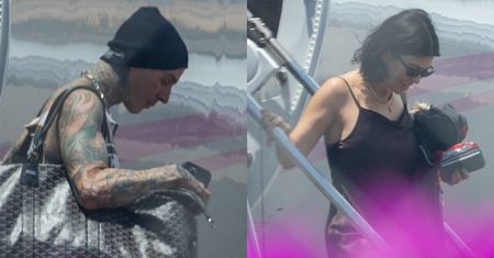 Travis Barker wsiadł na pokład samolotu z Kourtney Kardashian PO RAZ PIERWSZY od 13 lat! (ZDJĘCIA)
