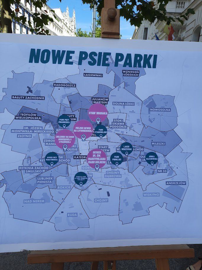 Mapa planowanych parków w Łodzi.