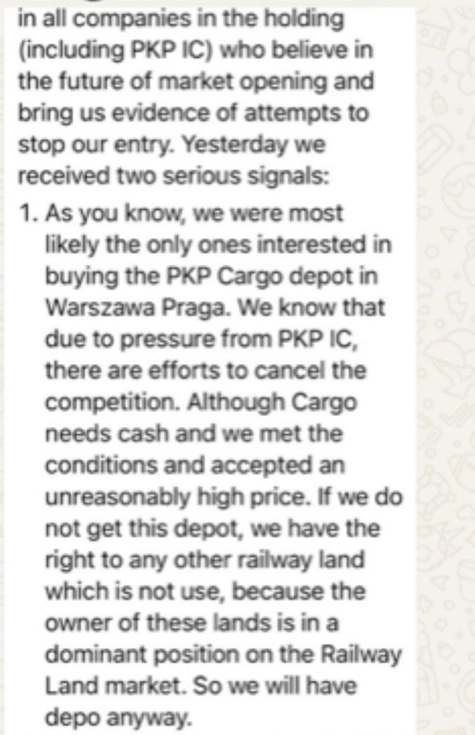 Fragmenty wiadomości przesłanej do prezesa PKP Intercity