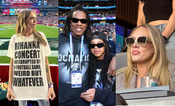 Gwiazdy śledzą popisy Rihanny na finale Super Bowl: Adele, Jay-Z z córką, Cara Delevingne, Elon Musk... (ZDJĘCIA)