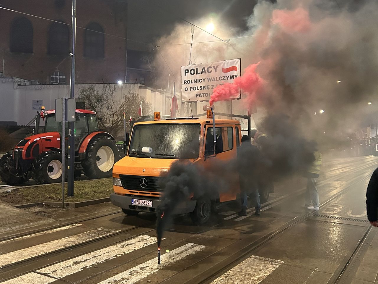 Centrum Olsztyna zostało zablokowane przez rolników 20 lutego 2024 r.