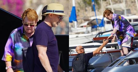 77-letni Elton John "przyłapany" z mężem na jachcie we Francji (ZDJĘCIA)