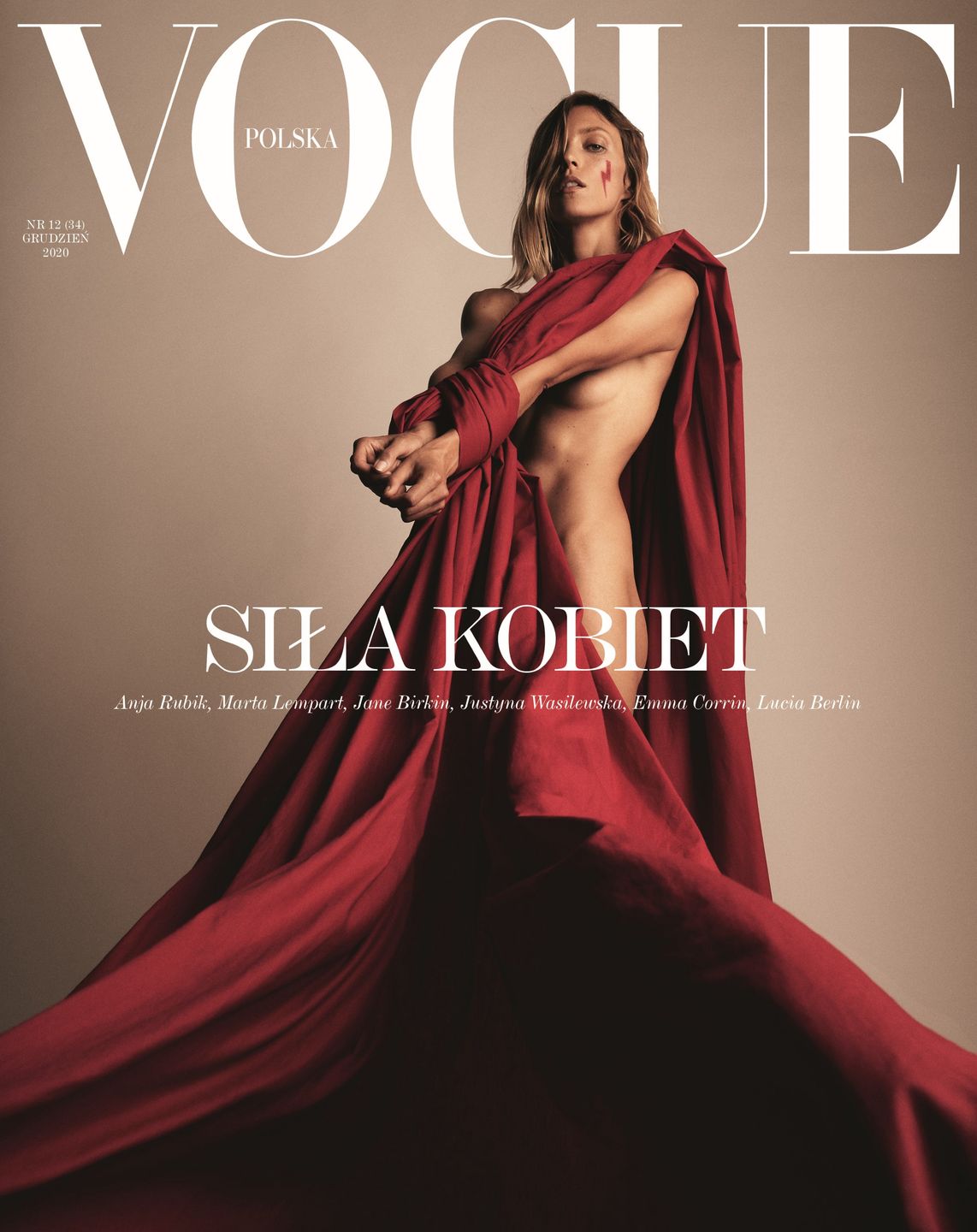 Anja Rubik na okładce świątecznego "Vogue Polska"