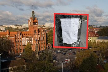 Kartka na słupie. Niesie się zdjęcie. "Odnajdźcie go"