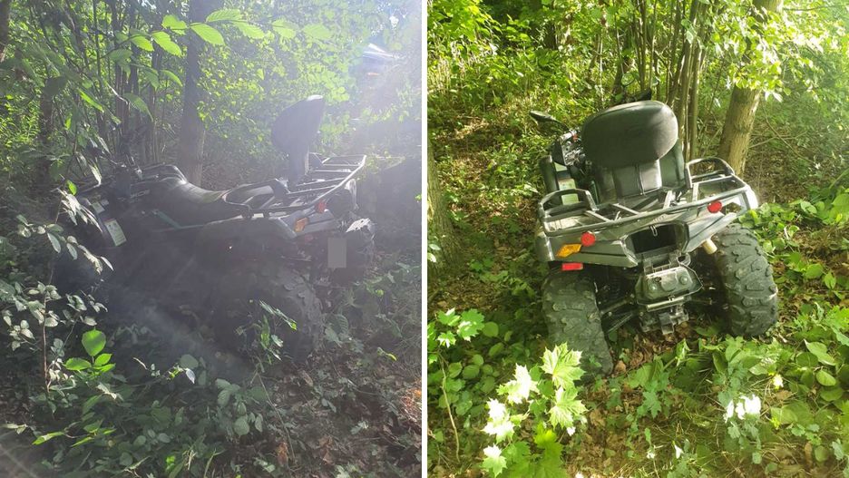 Policjanci ustalają okoliczności wypadku na quadzie