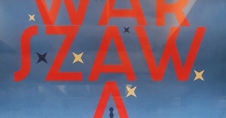 Świąteczny plakat Warszawy. Jest na nim osiem gwiazdek