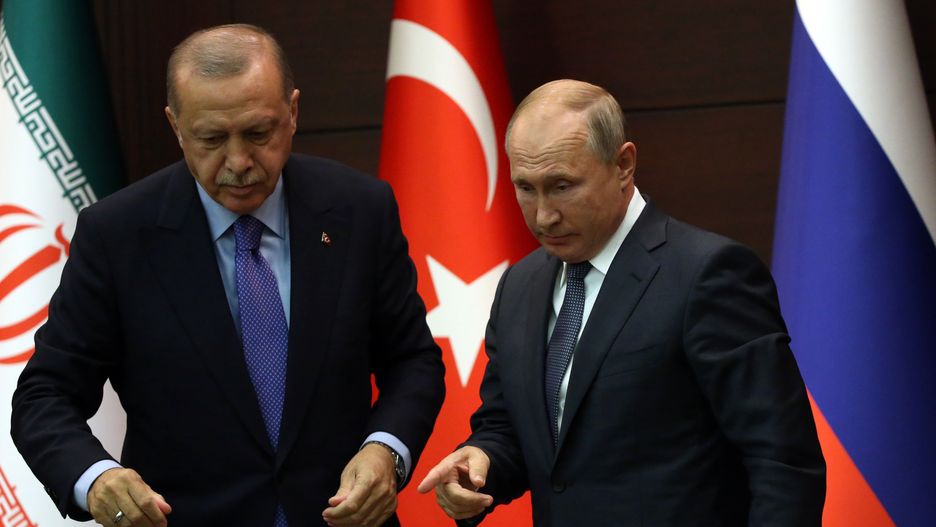Russian President Vladimir Putin attends Russian-Turkish-Iranian Summit in Ankara
ANKARA, TURKEY - SEPTEMBER 16: Russian President Vladimir Putin (R) and Turkish President Recep Tayyip Erdogan (C) during their meeting on September 16, 2019 in Ankara, Turkey. Leaders of Russia and Iran have arrived at the Trilateral Summit Russia-Turkey-Iran to discuss the situation in Syria. (Photo by Mikhail Svetlov/Getty Images)
Mikhail Svetlov