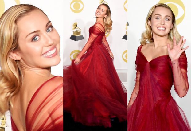 Miley Cyrus "JAK KSIĘŻNICZKA" pozuje na rozdaniu Grammy (ZDJĘCIA)