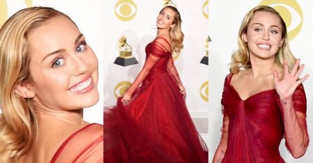 Miley Cyrus "JAK KSIĘŻNICZKA" pozuje na rozdaniu Grammy (ZDJĘCIA)