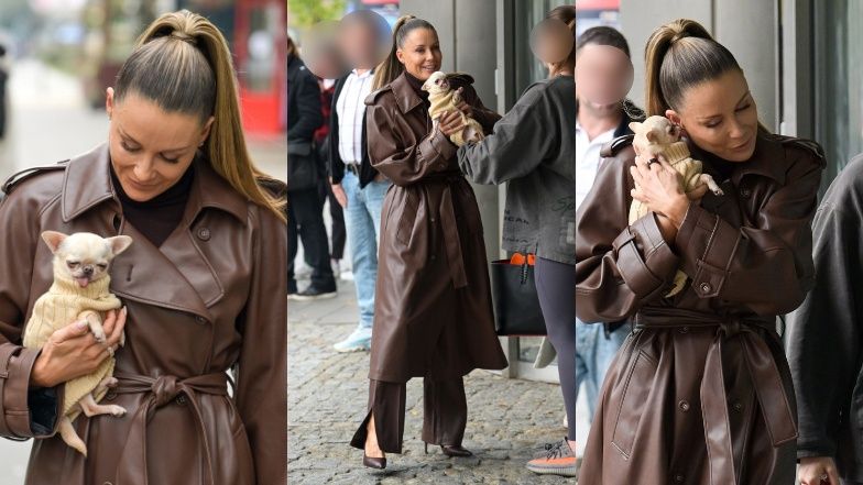 Małgorzata Rozenek opuszcza studio "Dzień Dobry TVN" z ubraną w sweterek Franceską