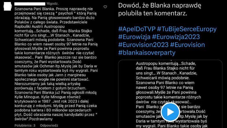 Blanka zabrała głos w sprawie komentarza obrażającego Janna