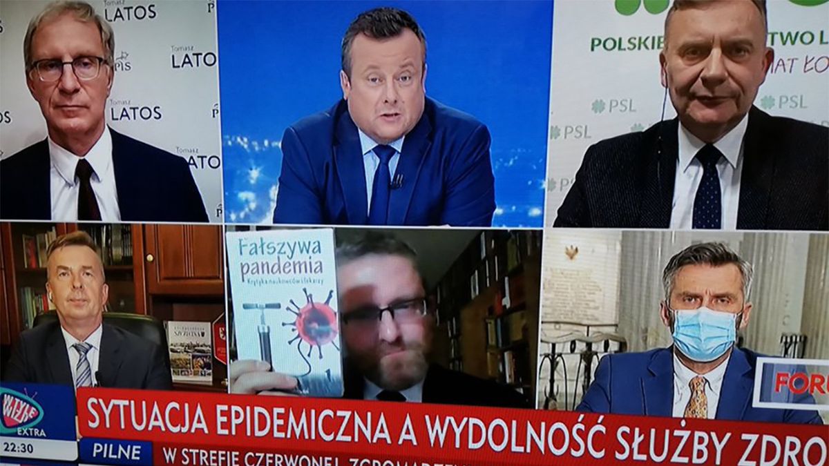 Grzegorz Braun głosił na antenie TVP Info tezy o fałszywej pandemii