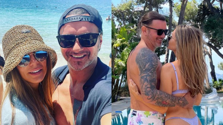 Małgorzata Rozenek i Radosław Majdan pozują nad basenem