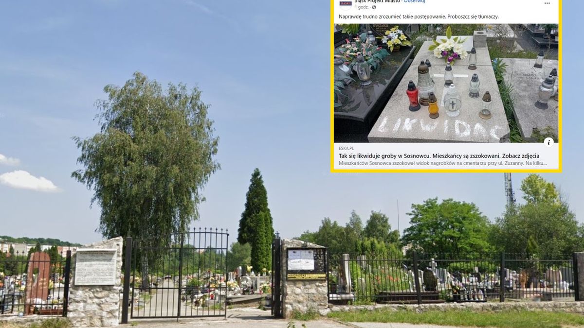 Na nagrobkach wymalowano napisy "likwidacja" 