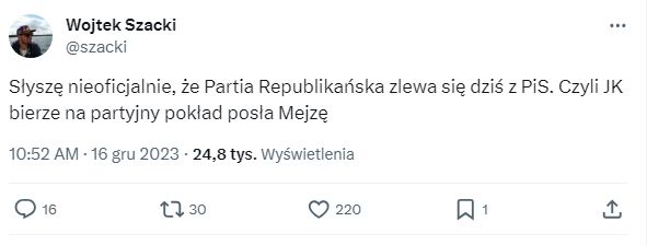 Wpis Wojciecha Szackiego