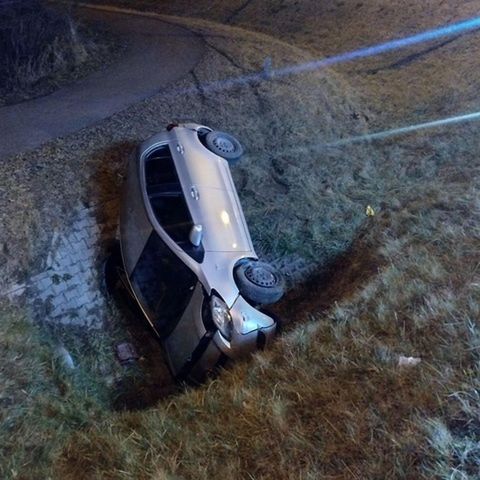 Samochód zjechał z drogi do rowu [Foto]