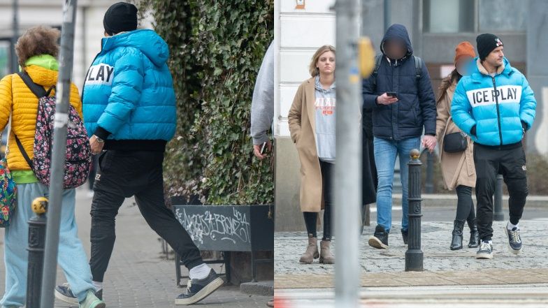 Piotr Stramowski i jego ukochana wychodzą z restauracji osobno