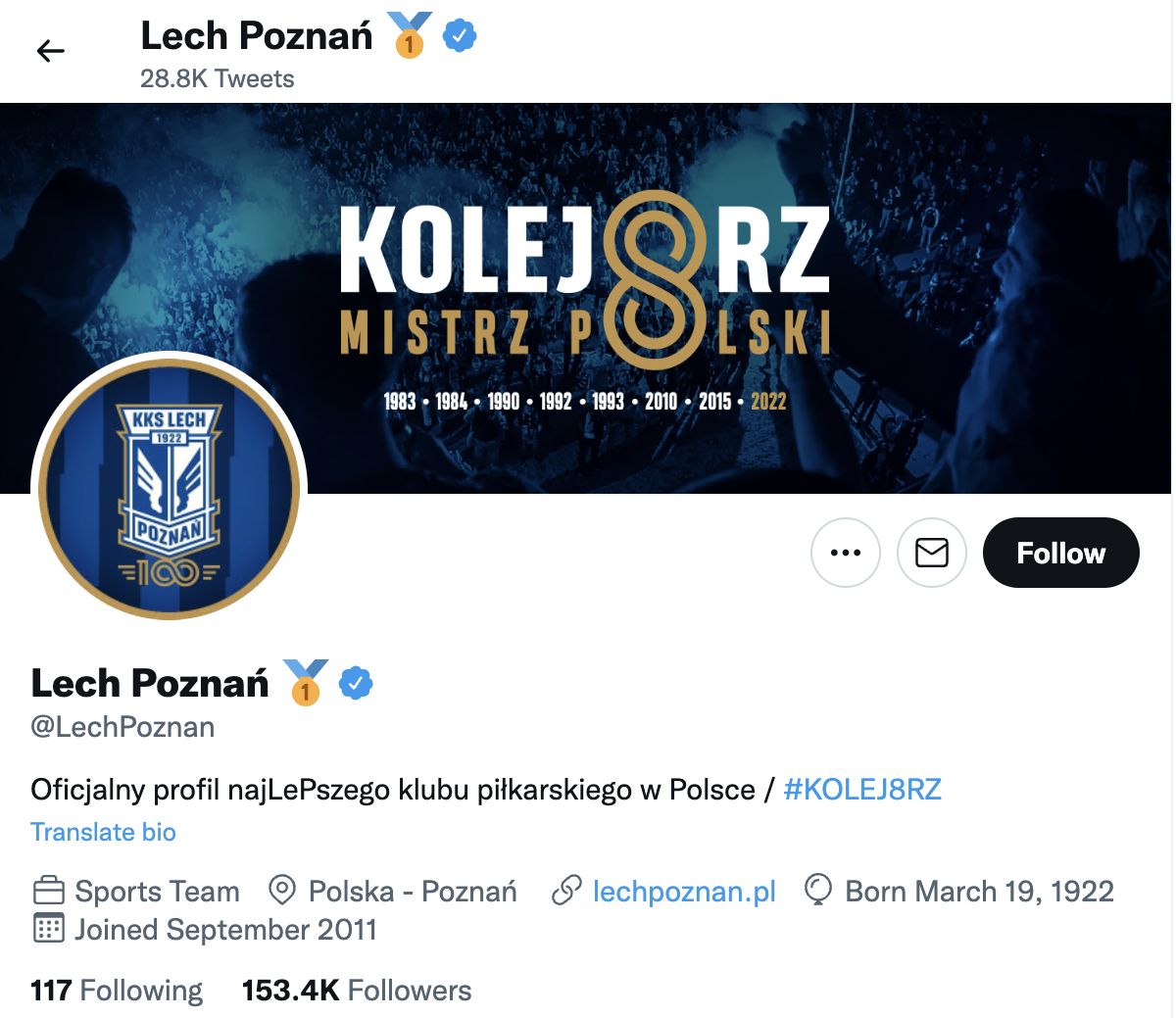 Konto Lecha Poznań na Twitterze 