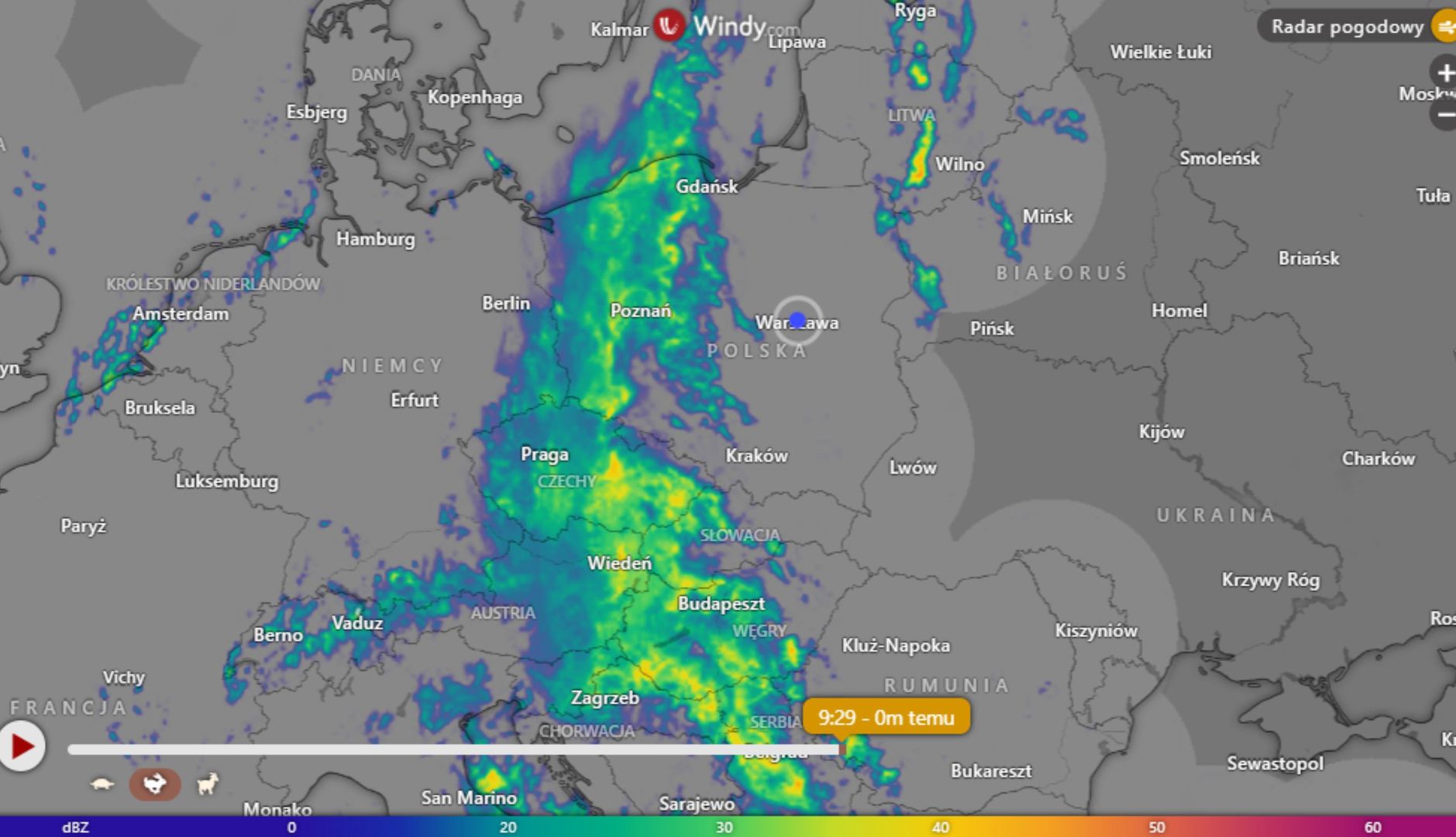 Radar burz. Gdzie jest burza?