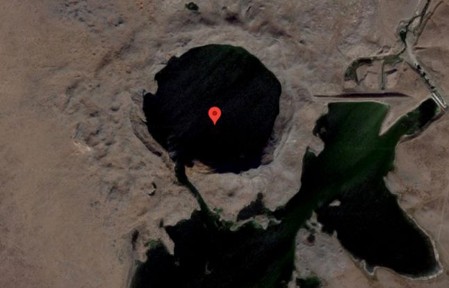 Jezioro Szagan w Kazachstanie. Okrągły kształt to efekt podziemnego wybuchu