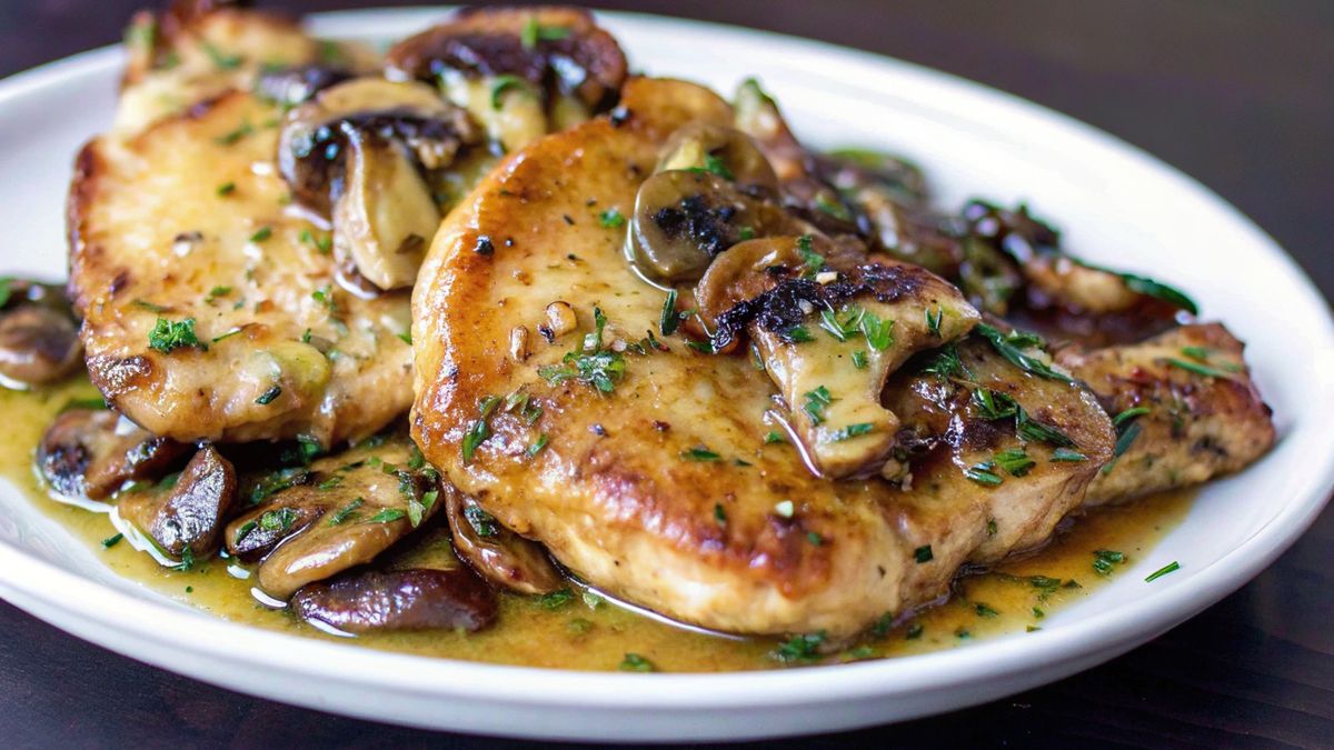 Kotlety schabowe bez panierki w sosie pieczarkowym