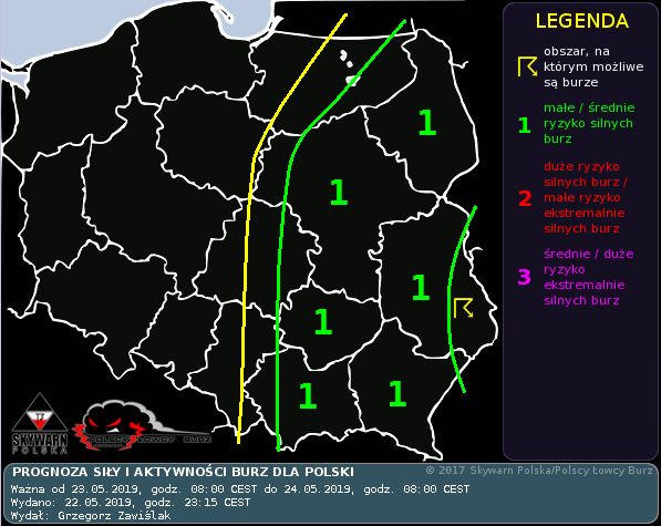 Pogoda 23.05.2019 | źródło: lowcyburz.pl