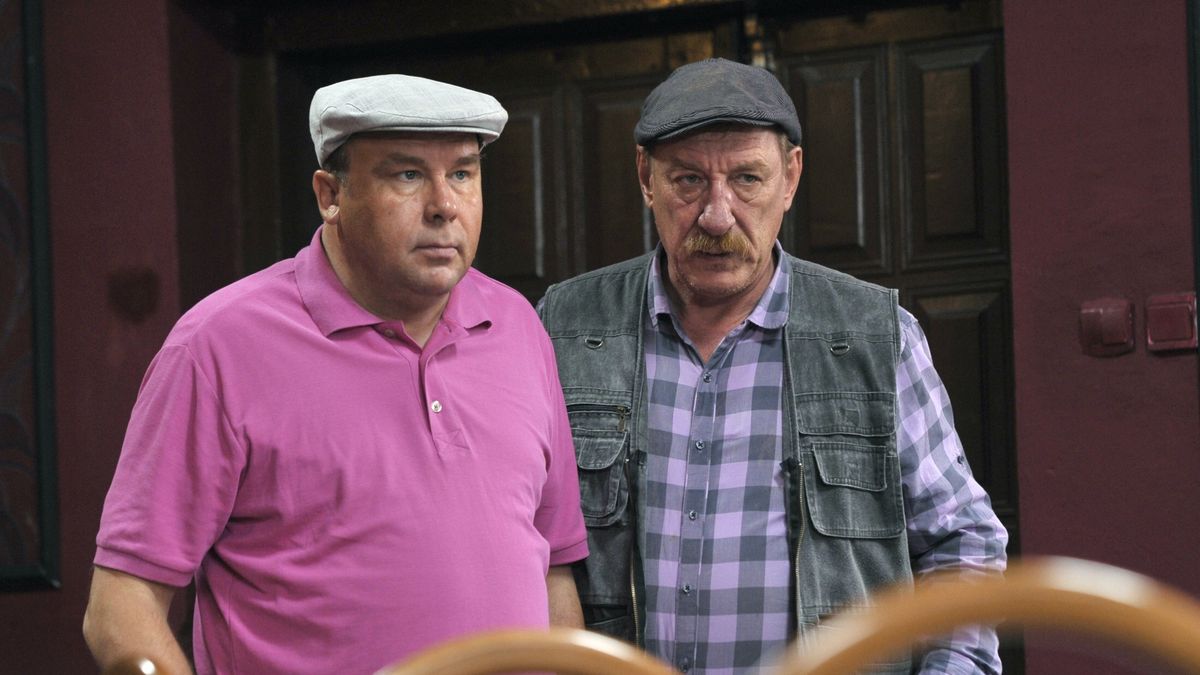 Bogdan Kalus i Sylwester Maciejewski na planie "Rancza" (2012)