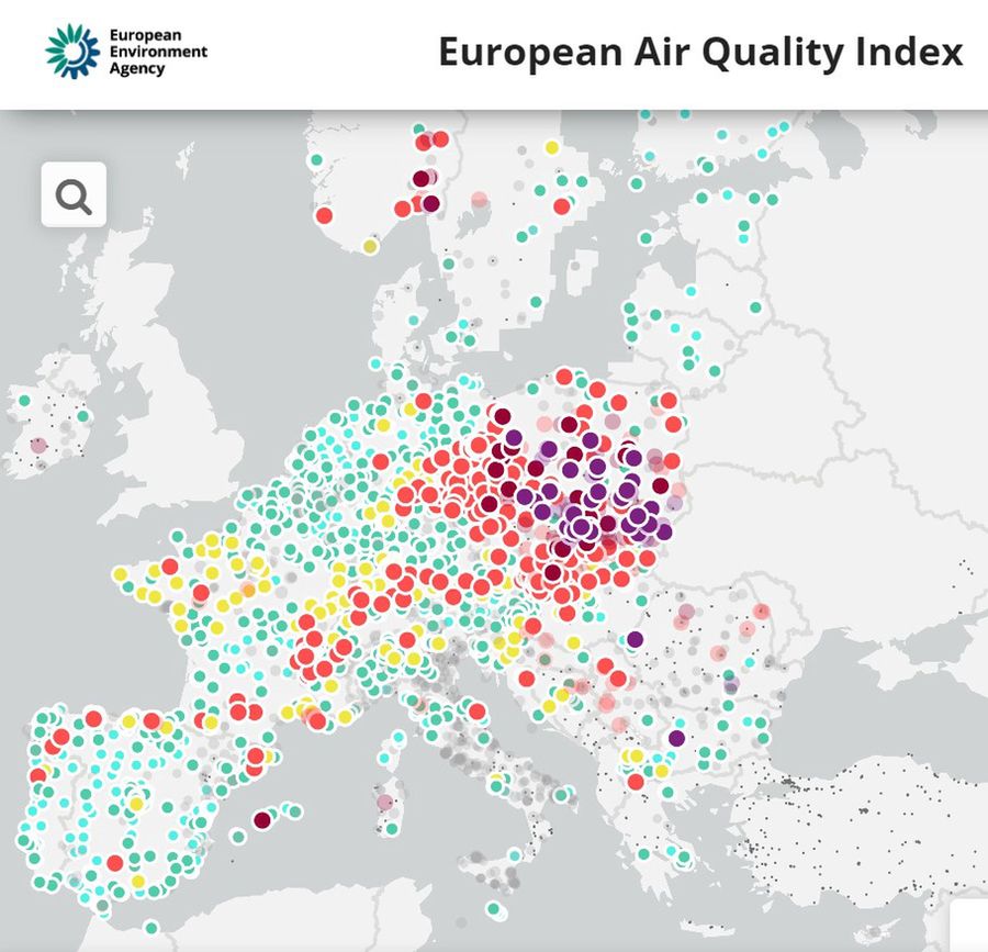 Jakość powietrza w Europie 10.01.2024
