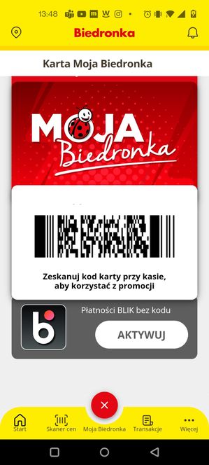 Biedronka: wirtualny odpowiednik fizycznej karty Moja Biedronka