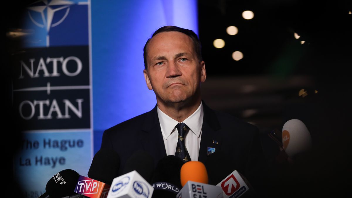 Radoslaw Sikorski, Minister of Foreign Affairs of Poland, attends the NATO Summit at the World Forum in The Hague, the Netherlands, on June 24, 2025.  (Photo by Klaudia Radecka/NurPhoto via Getty Images)